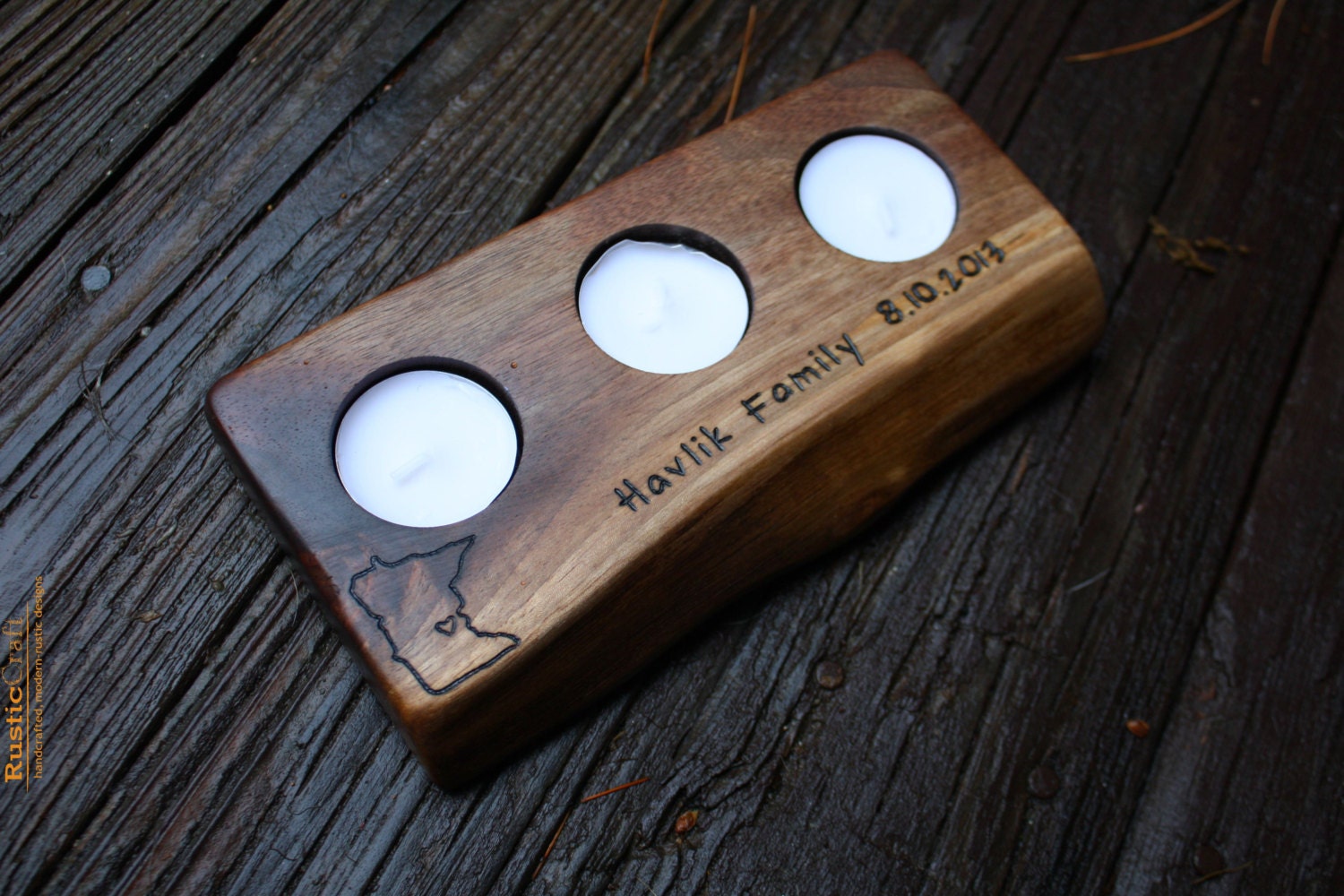 Personalized 3 Tealight Candle Holder Personalized Candle Etsy