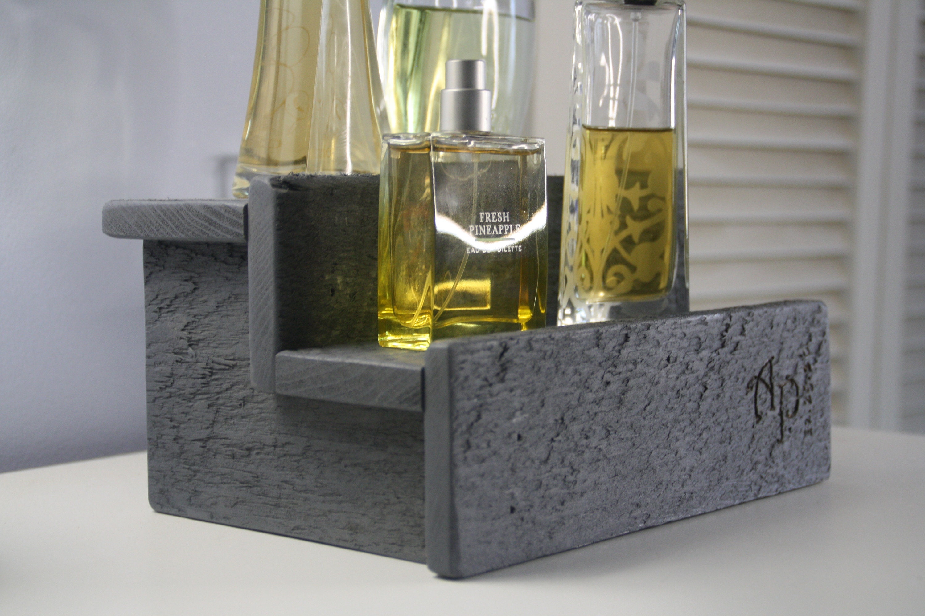 Gray Cologne Bottle Shelf Wood shelf Perfume Bottle Display Etsy
