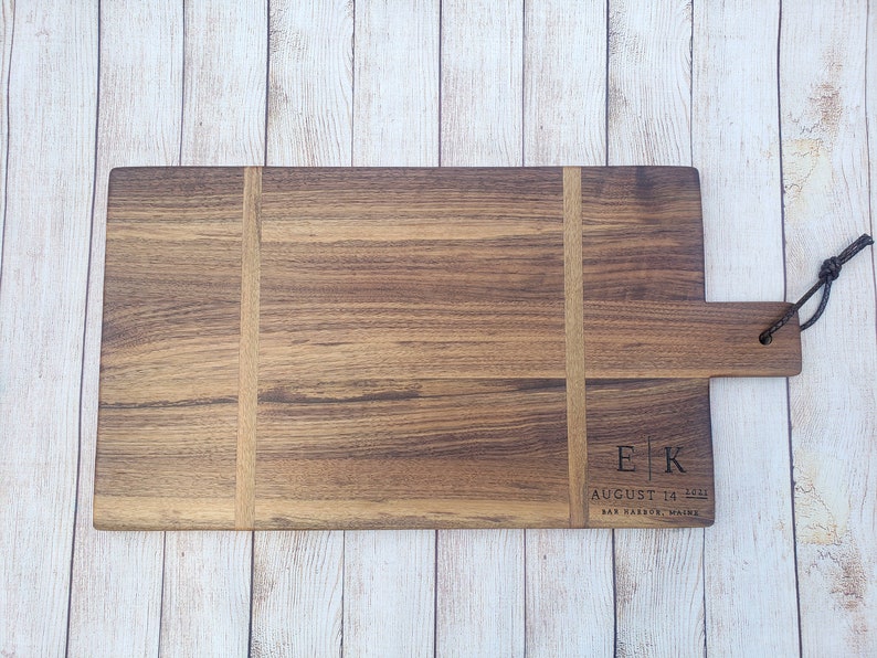 Wood Farmhouse Charcuterie Board Wood Cutting Board Personalized Wedding Black Walnut Oak or Maple Unique Gifts 5th Anniversary gifts XL Farmhouse 26x14 inches