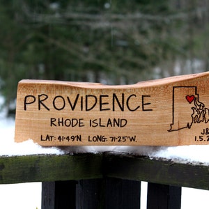 Providence, Rhode Island Rustic Art Sign- Custom City State Art - Rustic Wood Sign - Large-Long - Personalized Gift - Hand Engraved