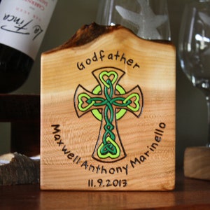 Baptism gift for Godparents- Personalized Gift - Godfather Gift- Rustic Wood Custom Sign - Confirmation Gift - Christening Gift