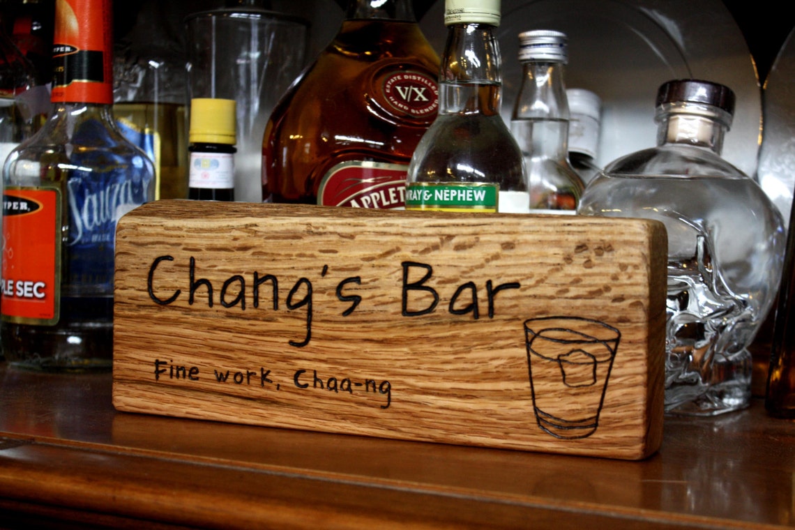 Custom Bar Sign Hand Engraved Custom Rustic Wood Sign Etsy