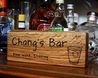 Hand Engraved Custom Wood Bar Sign – Personalized Gift