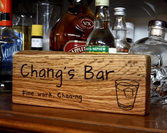 Custom Bar Sign- Hand engraved Custom Rustic Wood Sign - Personalized Gift - Gift for him- Man Cave Gift- Fathers Day Gift Ideas