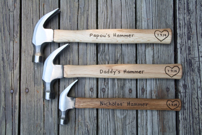 Engraved Hammers Personalized Tools Father of the Bride Gift Personalized Wood 5th Iron 6th Anniversary New Dad Gift Add your logo image 3