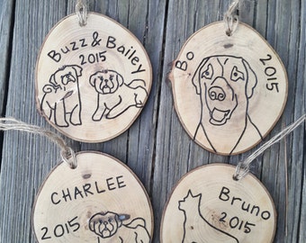 Pet Ornament- Proceeds to Build a Dog Park- Dog Lover Gift - Hand Engraved Wood Ornament