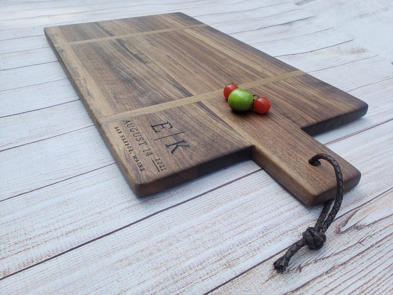 Wood Farmhouse Charcuterie Board Wood Cutting Board Personalized Wedding Black Walnut Oak or Maple Unique Gifts 5th Anniversary gifts image 4