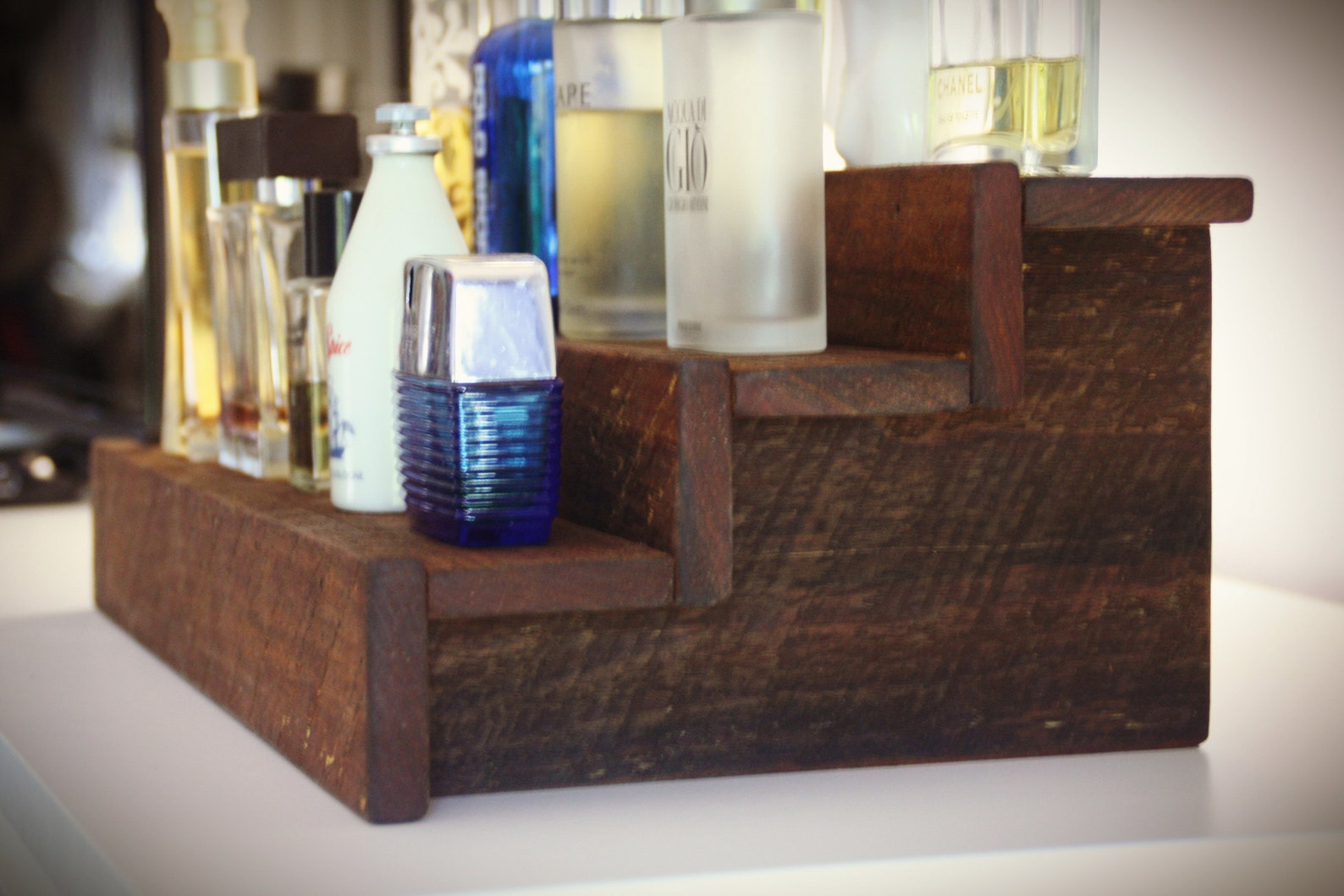 Wood shelf Cologne Bottle Shelf Perfume Bottle Shelf Rustic Etsy
