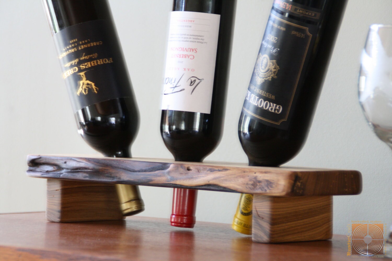 Rustic Wood 3 Bottle Wine Holder – Unique Anniversary Gift - Etsy, image size:1500x1000