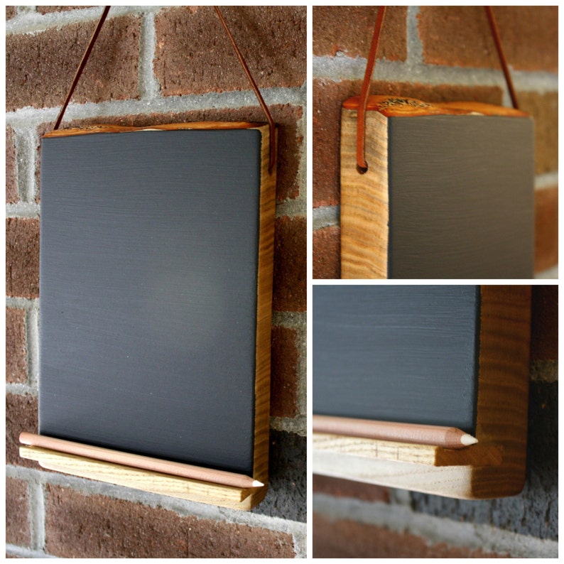 Hanging Chalkboard Tablet With Chalk Pencil Shelf Holder Wood Etsy