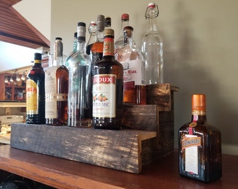 Liquor shelf- Wood Liquor Bottle Shelf- Man Cave Gifts, Tiered Bar Shelves- Made to order- Rustic Wood- Bar Shelf, Home Bar Counter Shelf
