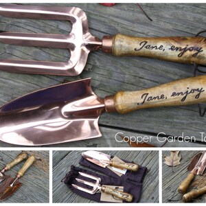 Personalized Garden Tool Set Hand Trowel Short Shovel Gardener Gift for mom Retirement Gifts Garden Knife Mother's Day Gift Copper Grdn Tool Set