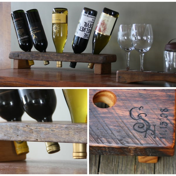 Rustic Wine Rack- Unique Wedding Gifts - Personalized Wine Rack- Reclaimed Wood Riddling Rack - 5th Anniversary Wood Gift