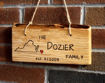 Hanging Rustic Wood Sign - Large-Long - Personalized Gift - Hand Engraved - Unique wedding gift