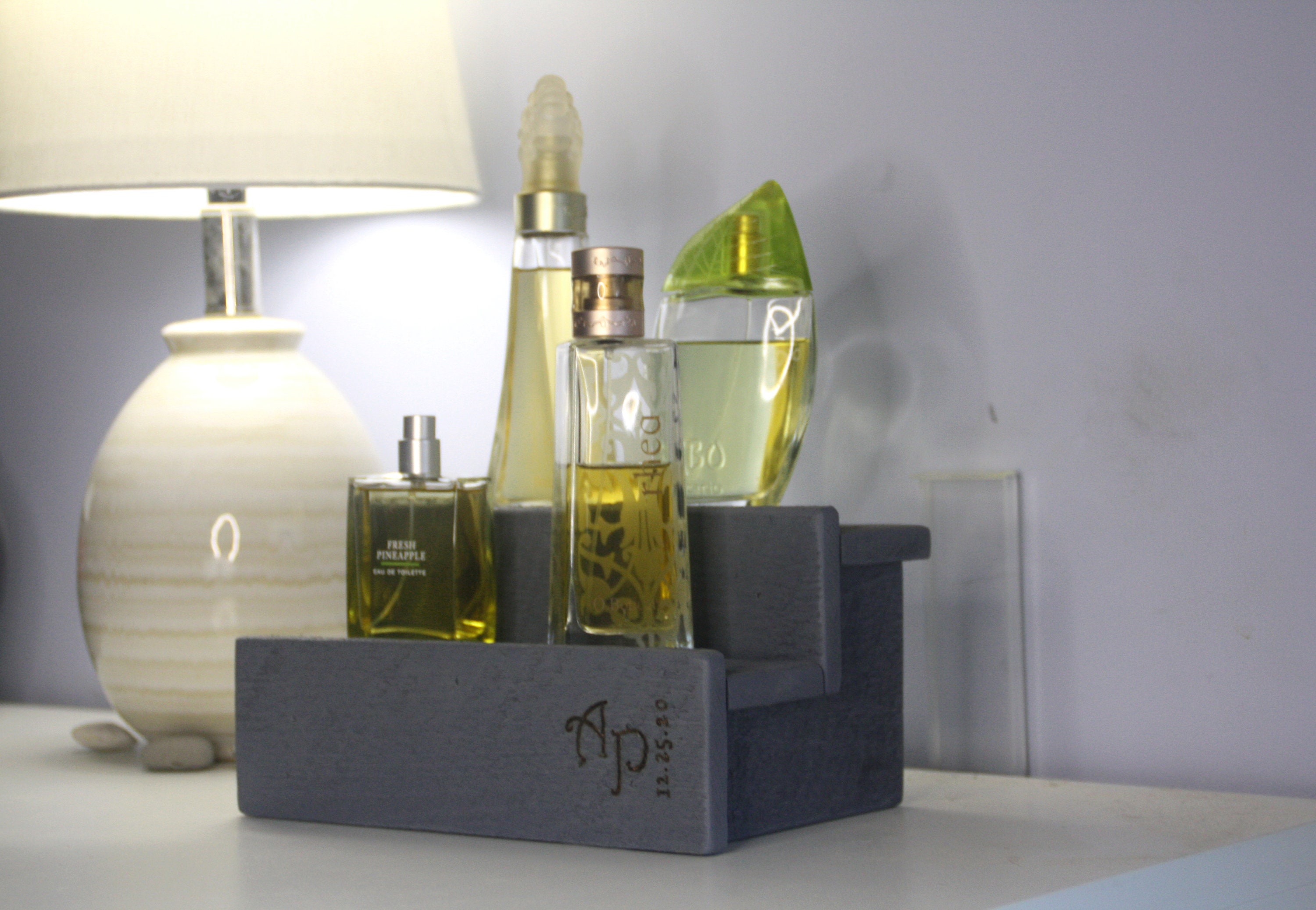 Gray Cologne Bottle Shelf Wood Shelf Perfume Bottle Display Etsy UK