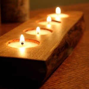 Rustic Wood Tea light Candle Holder-  4 tealight holder- Personalized Candle Holder-Unique Personalized Gift