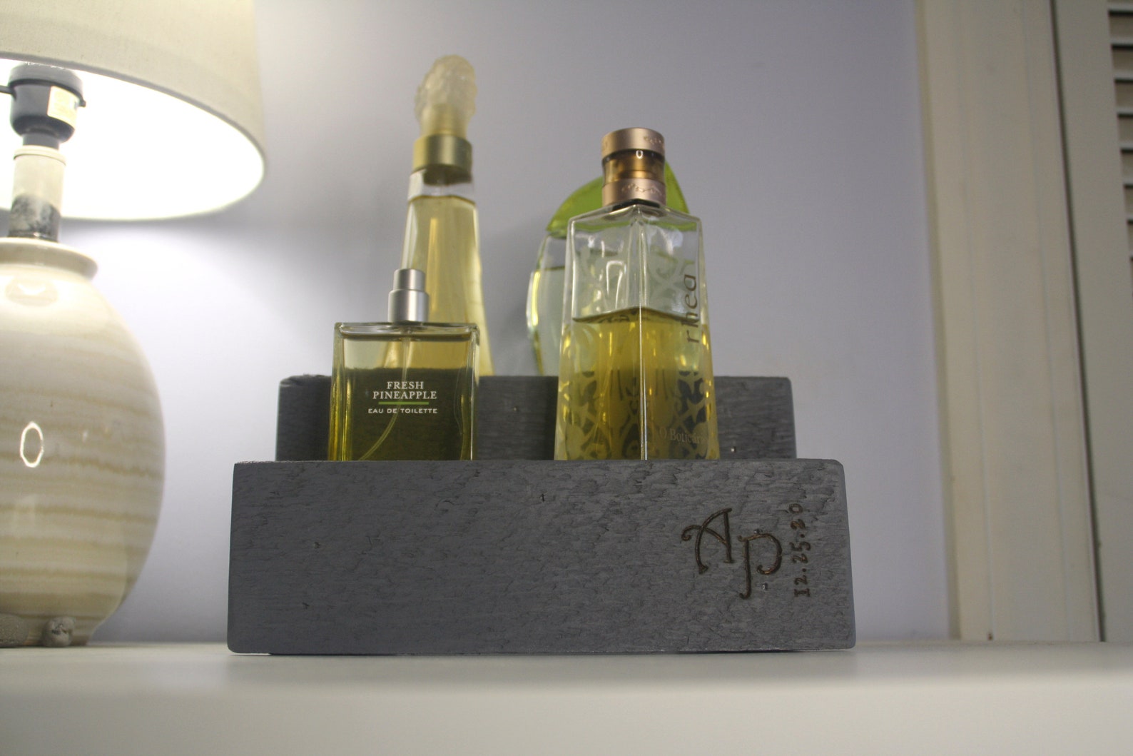 Gray Cologne Bottle Shelf Wood Shelf Perfume Bottle Display Etsy