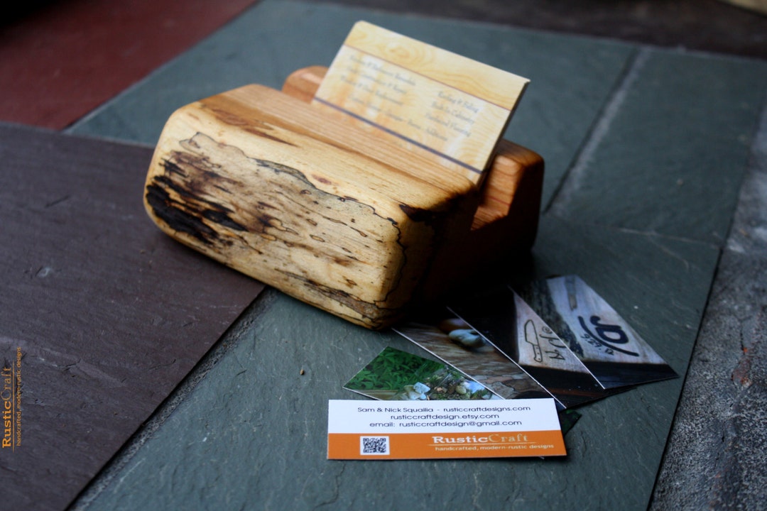 Wood Business Card Holder Rustic Live Edges Unique Office Gift Dad Gift Husband Gift Etsy Canada