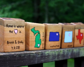 Personalized State Wood Block – Custom City, Handmade Rustic Decor