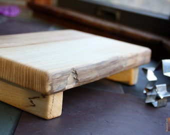 Spalted American Elm Footed Cutting Board – Personalized Rustic Wood Tray