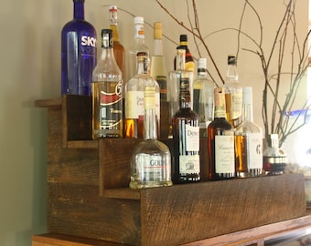 Ready to Ship Wood Liquor Shelf – Tiered Bar Bottle Display