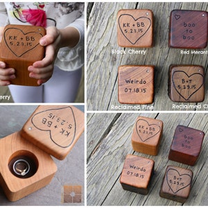 Personalized Wedding Ring Box - Engraved Wood Ring Box- Rustic Wedding Wood Ring Bearer - Custom Design with Proof for Approval