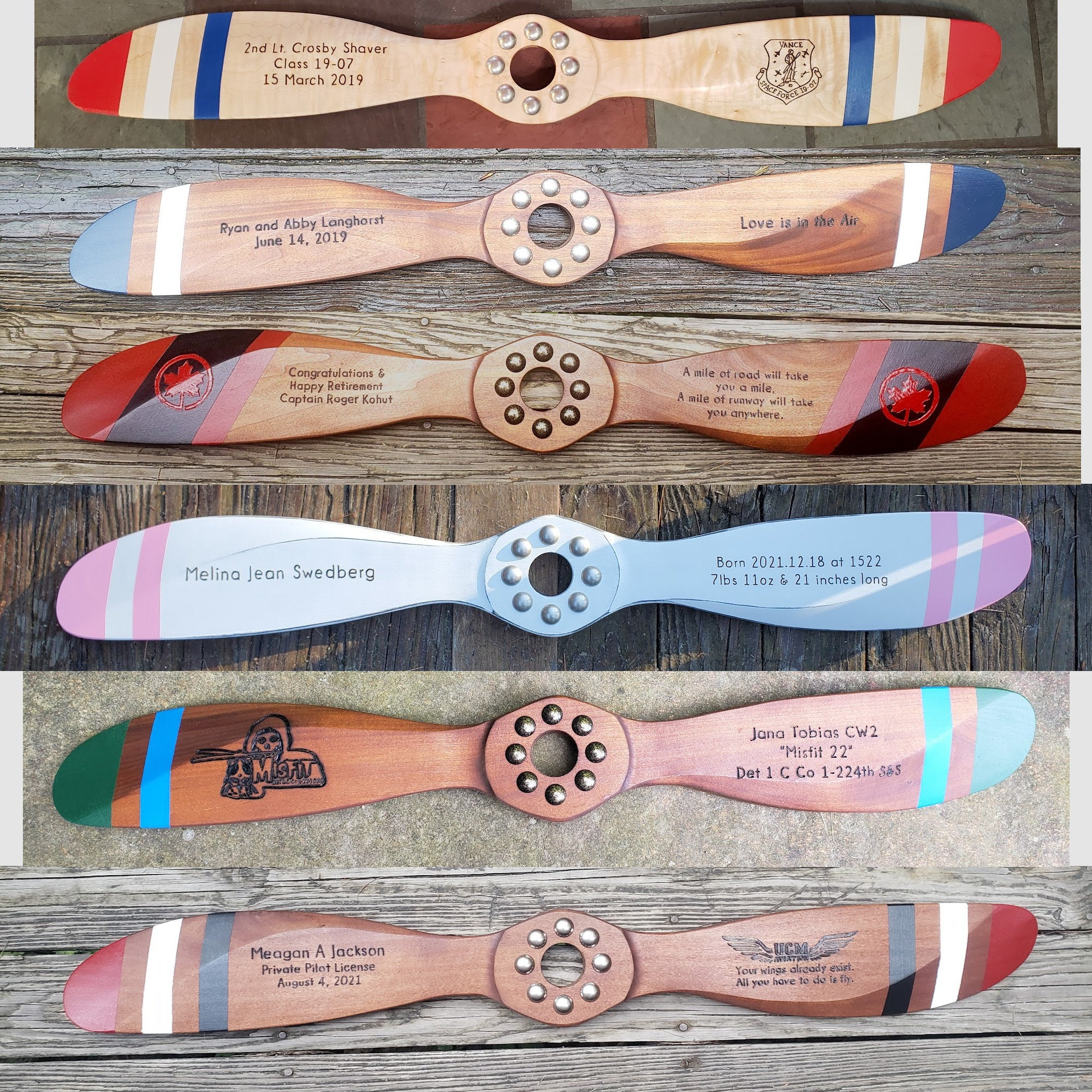 Short Airplane Propeller Replica 35" - Airplane Nursery, Pilot Airforce gifts, Retirement Gift, Aviation Gifts, Travel Wedding Gifts