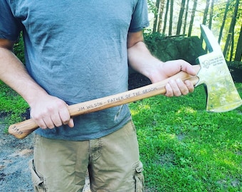 Personalized Axe - Long Axe - Engraved Axe - Firefighter Gift- Best Man Gift- Urban Lumberjack- Splitting Axe- Hand engraved custom designed