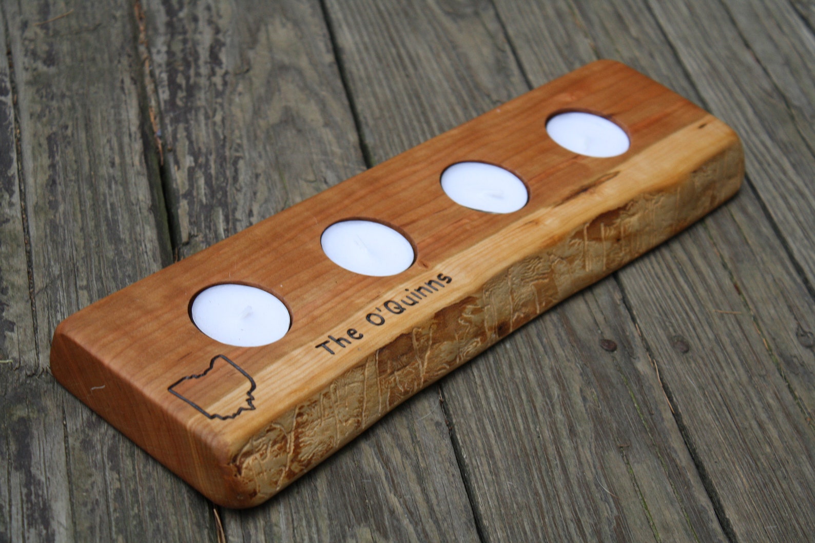 Rustic Wood Tea Light Candle Holder 4 Tealight Holder Etsy