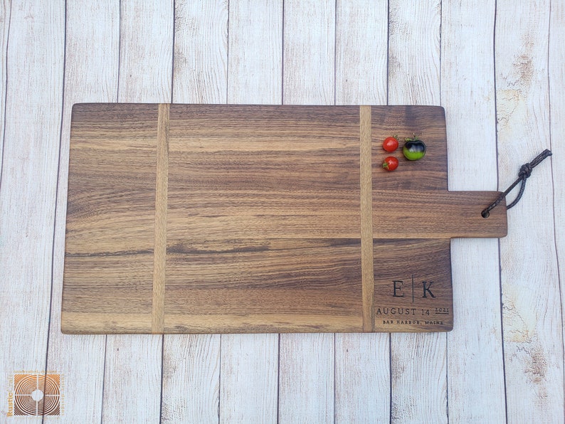 Wood Farmhouse Charcuterie Board Wood Cutting Board Personalized Wedding Black Walnut Oak or Maple Unique Gifts 5th Anniversary gifts image 3