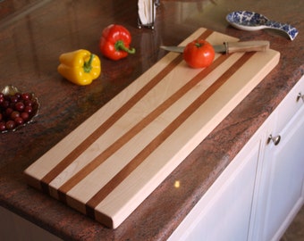 Handcrafted Maple & Walnut Cutting Board – Personalized Wood Anniversary Gift