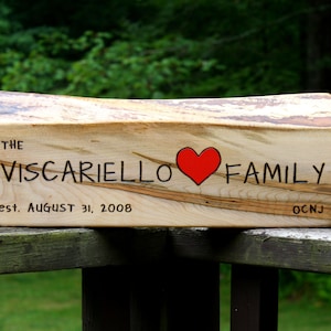 Personalized Family Name Sign - Surname with Heart and Anniversary date design - Unique Wedding gfts and 5th Anniversary Gifts