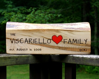 Personalized Family Name Sign - Surname with Heart and Anniversary date design - Unique Wedding gfts and 5th Anniversary Gifts