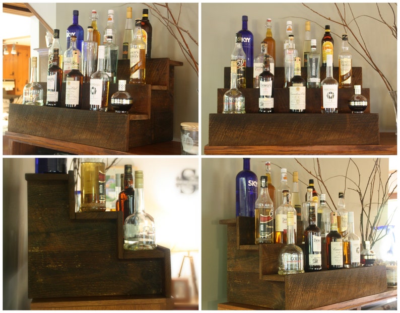 Liquor Shelf Wood Liquor Bottle Shelf Man Cave Gifts Tiered Etsy UK