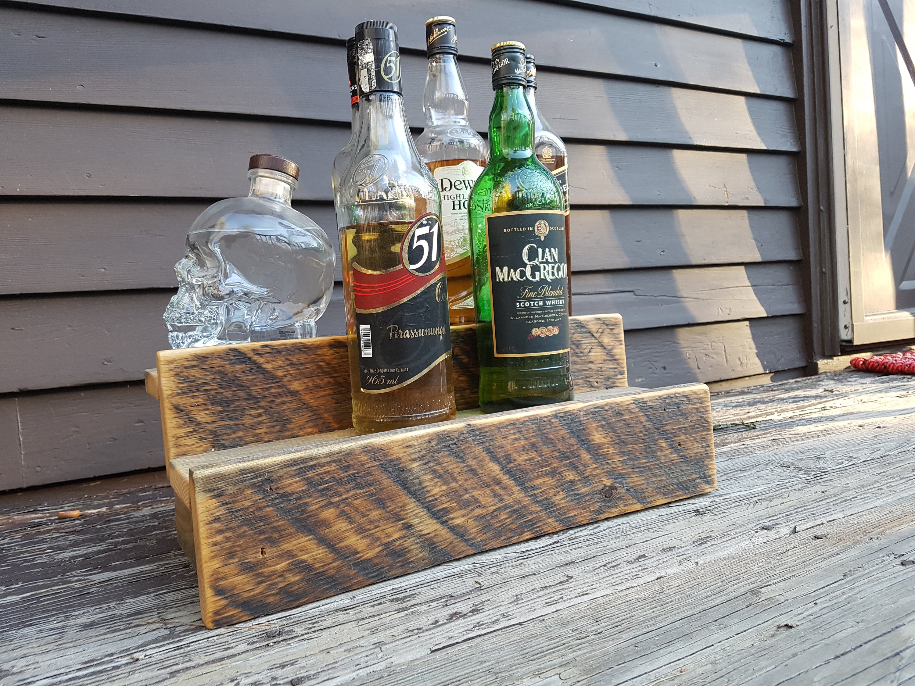 Wood double shelf Liquor Bottle Shelf Made to order Rustic Etsy