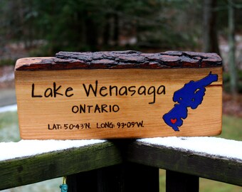 Personalized Rustic Wood Sign – Custom City, State, Coordinates