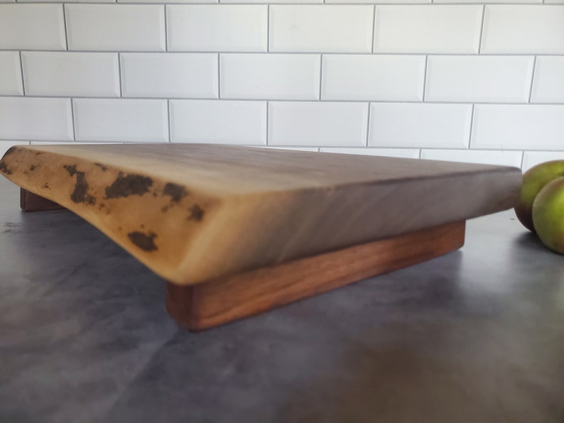 Black Walnut Footed Cutting Board Personalized Kitchen 5th anniversary Gift Serving Board Organic Live Edge Wood Cutting Board 786 image 5