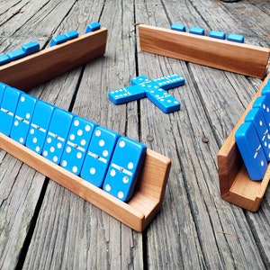 Solid Wood Domino Holder- Dominoes Tray- Unique husband gift, Dad gift- Set of 4 or 6 Wood Domino Racks