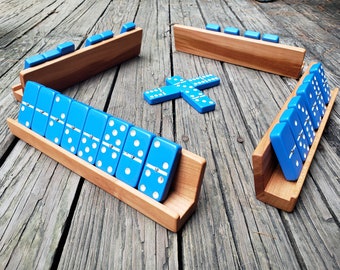 Solid Wood Domino Holder- Dominoes Tray- Unique husband gift, Dad gift- Set of 4 or 6 Wood Domino Racks