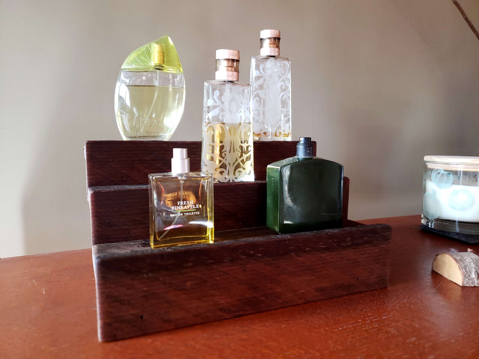 Wood shelf Cologne Bottle Shelf Perfume Bottle Shelf Rustic Etsy