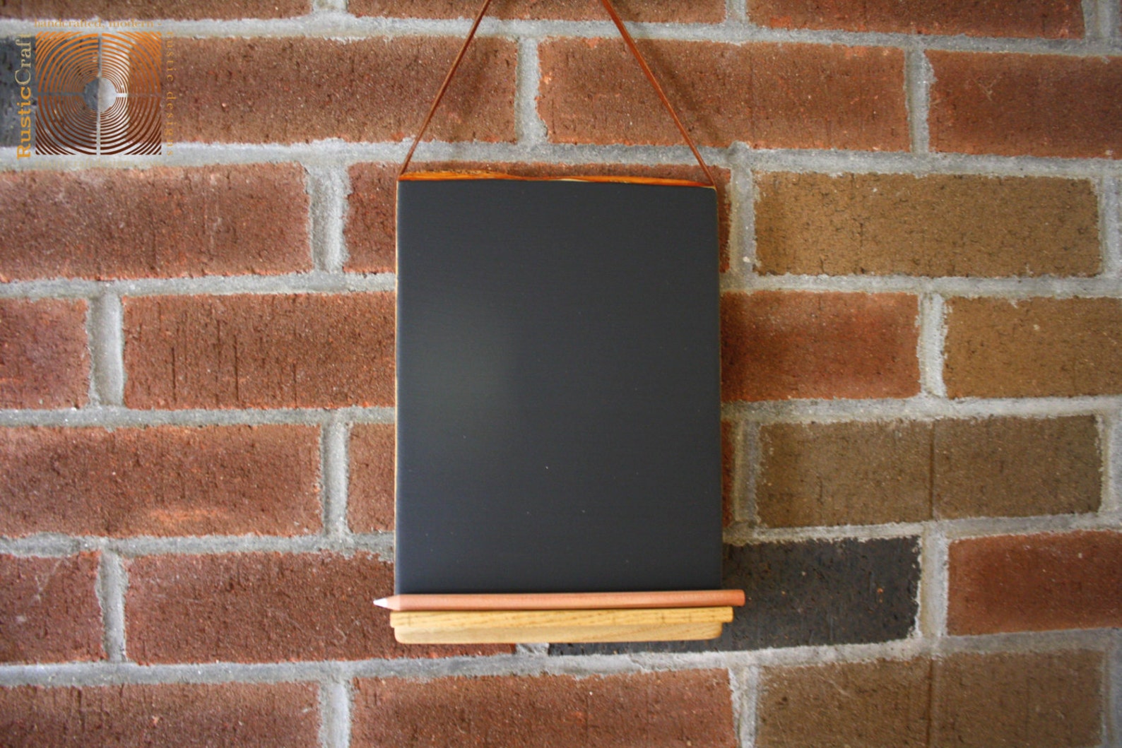 Hanging Chalkboard Tablet With Chalk Pencil Shelf Holder Wood