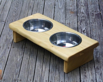 Ciotole rialzate per cani personalizzate in legno di pioppo - Ciotole in acciaio inossidabile