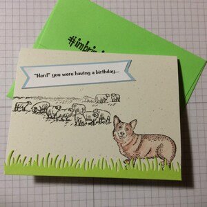 Herde Sie hatten einen Geburtstag mit Corgis hüten Schafe wünschen dem Hundeliebhaber in Ihrem Leben alles Gute zum Geburtstag handgemachte Hand gestempelt