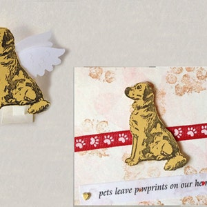Tarjeta de simpatía de mascotas hecha a mano personalizada con el nombre de mascotas para perros, gatos, caballos, pérdida de aves. Pop-up carta ángel alas patas impresiones personalizadas