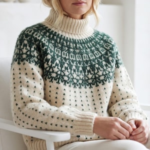 Stickmönster för nordisk färgstickad polotröja, Fair Isle-ok, skandinavisk tröja (PDF)