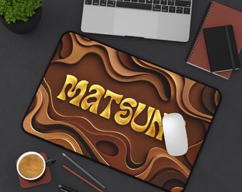 Abstract Earth Desk Mat – MATSUNE GOLDEN BROWN Desk Pad for Gaming & Office