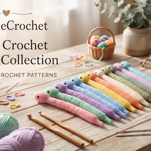 12 modèles de serpents au crochet (PDF), collection pastel amigurumi (téléchargement numérique)