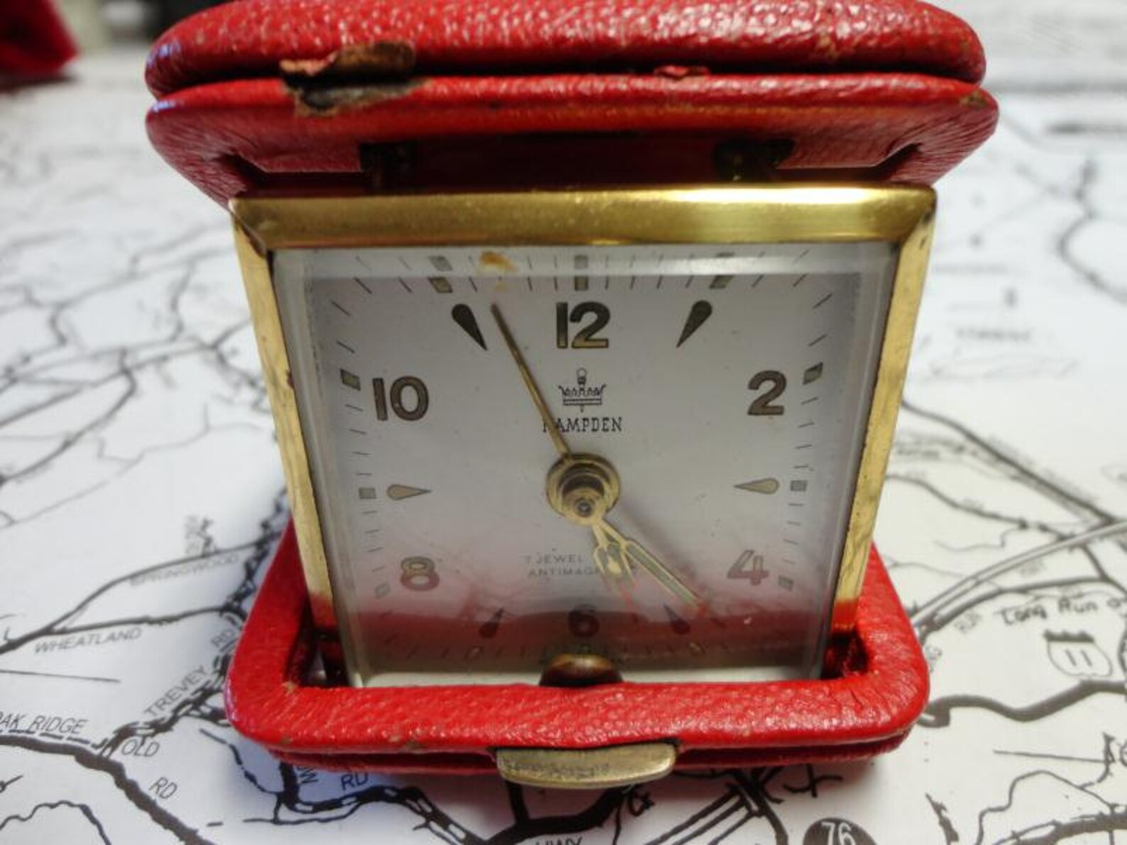 Vintage Travel Alarm Clock Hampden Watch Company Etsy