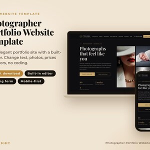 Photographer Portfolio Website Template - Editable HTML Landing Page for Photographers, Instant Download