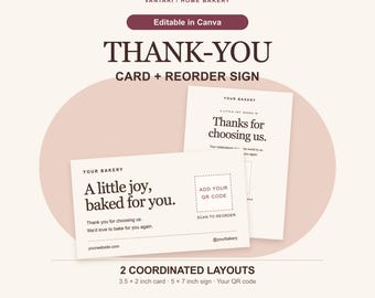 Bakery Thank You Card Canva Template, Reorder Insert and Counter Sign
